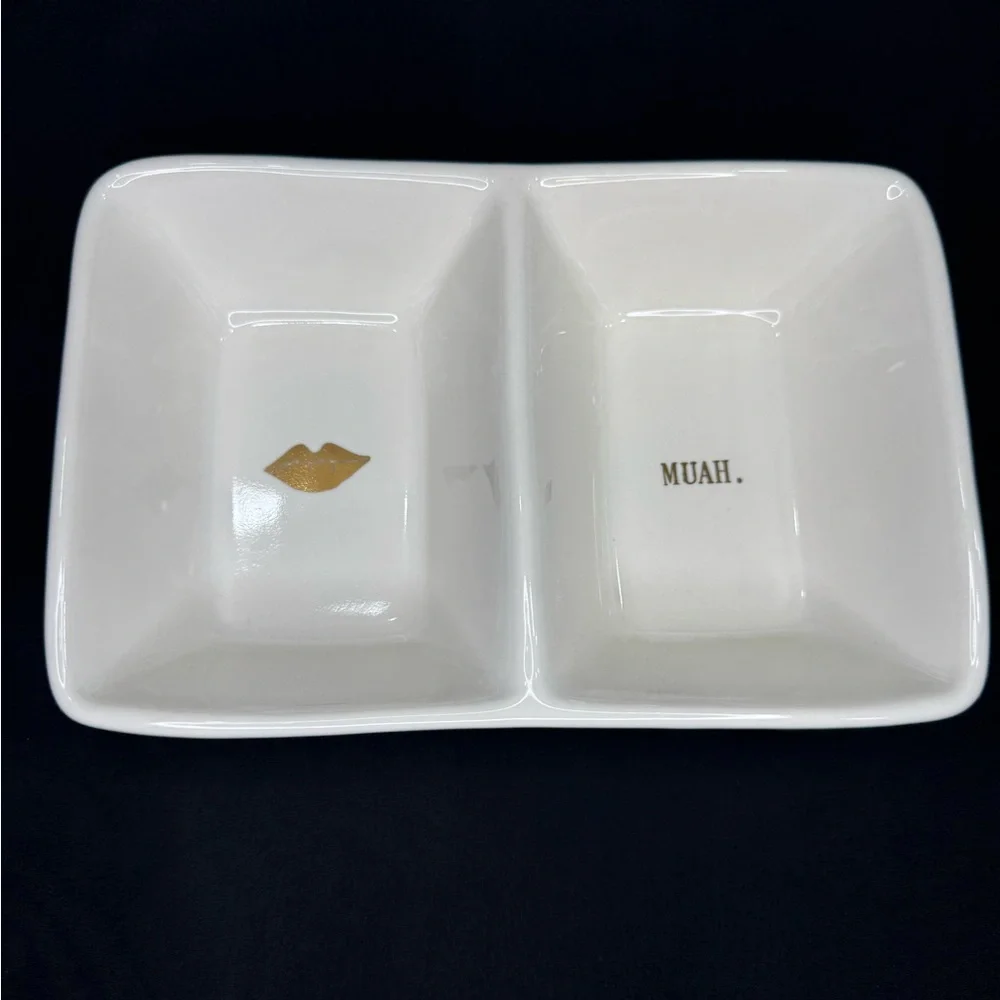 Rae Dunn White Ceramic Divided Dish